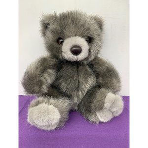 Gina 8 Inch Gray Frosted Teddy Bear Brown Plastic Eyes Leather Nose Gray Detail